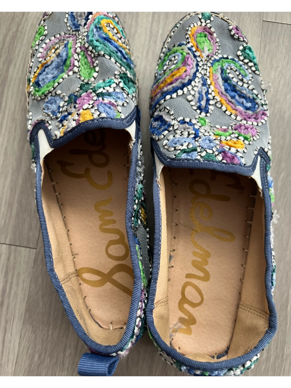 Sam Edelman Beaded Embroidered Espadrilles Multicolor Boho Slip-On Flats Size 11 - Picture 11 of 16